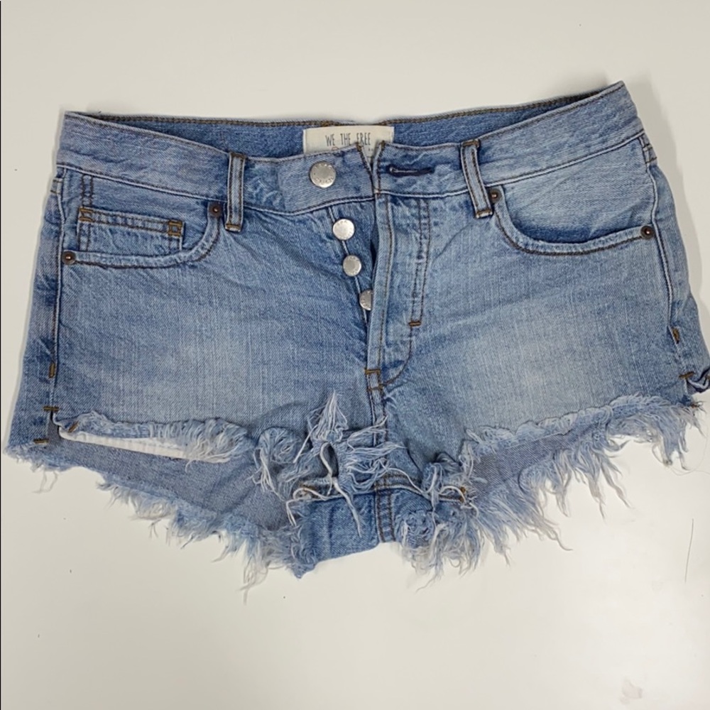 Free People Frayed Denim Shorts